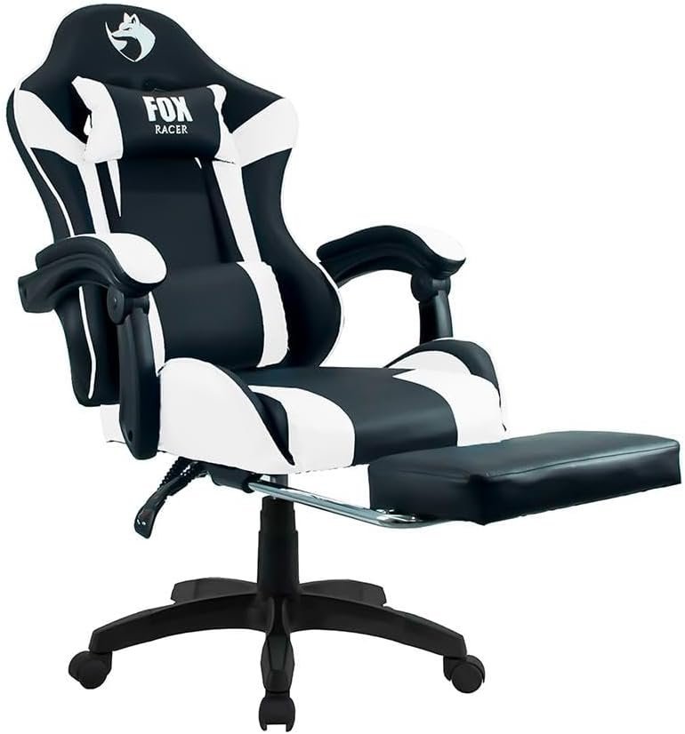 Cadeira Gamer Fox Racer Zerda Branco Com Apoio De Pe